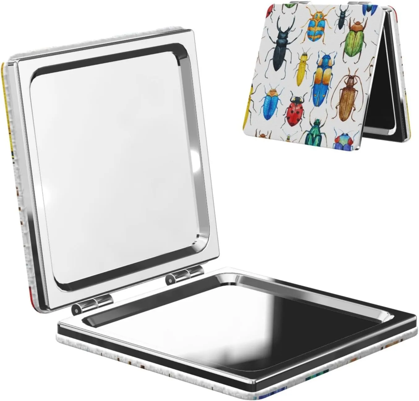 Colorful Insects Pattern Women Mini Cosmetic Mirror Folding Portable Pocket Makeup Mirror
