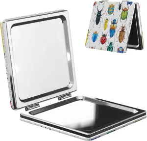 Colorful Insects Pattern Women Mini Cosmetic Mirror Folding Portable Pocket Makeup Mirror