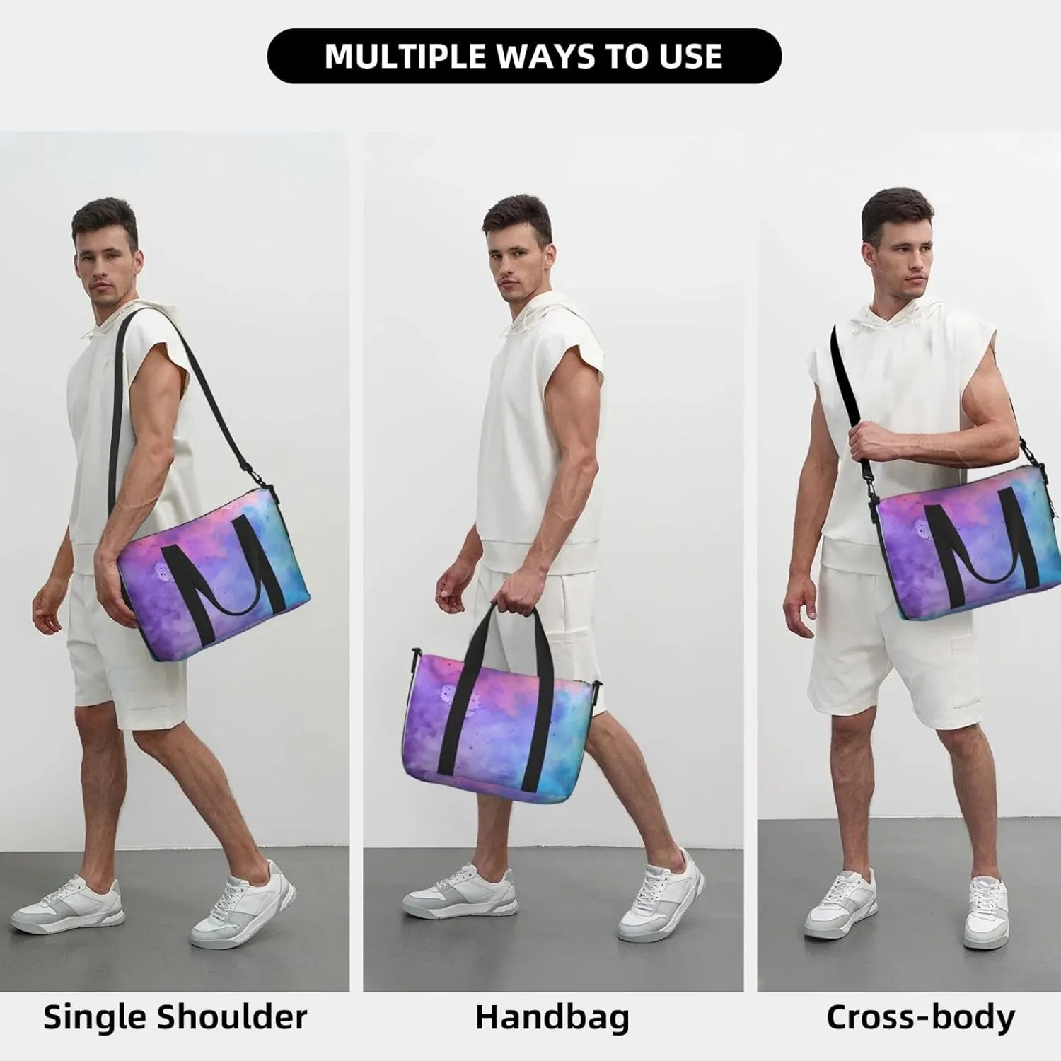 colorful watercolor print Travel Duffel Bag, Sports Tote Gym Bag, Swim Pool Bag Large Shoulder Tote Bag for Beach Weekender