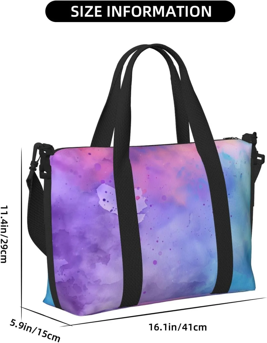 colorful watercolor print Travel Duffel Bag, Sports Tote Gym Bag, Swim Pool Bag Large Shoulder Tote Bag for Beach Weekender