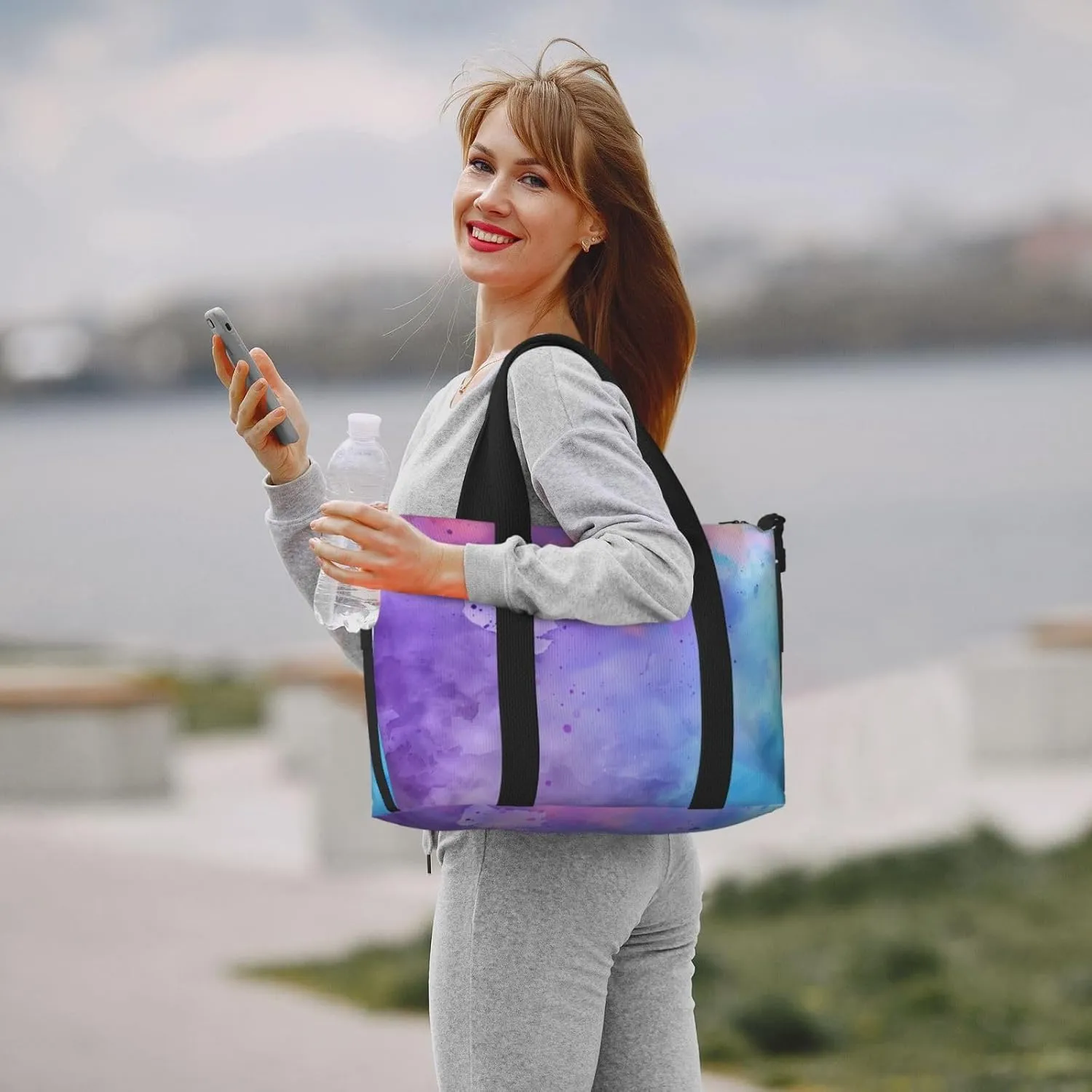 colorful watercolor print Travel Duffel Bag, Sports Tote Gym Bag, Swim Pool Bag Large Shoulder Tote Bag for Beach Weekender