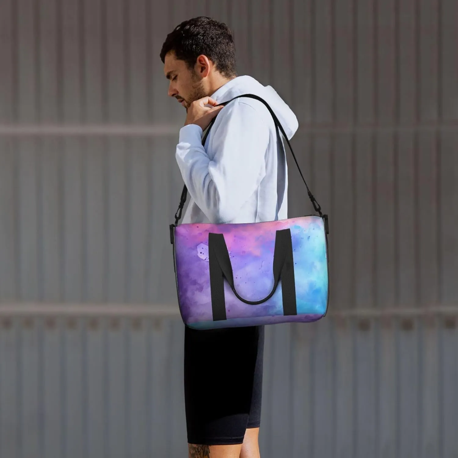 colorful watercolor print Travel Duffel Bag, Sports Tote Gym Bag, Swim Pool Bag Large Shoulder Tote Bag for Beach Weekender