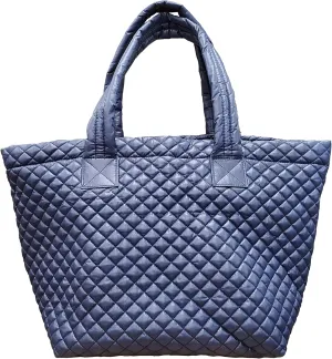 Comfortable Lightweight Large Quilted Tote bag with Pouch water repellent NAVY