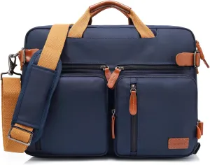 Convertible Backpack Messenger Shoulder Bag Laptop Case Handbag Business Briefcase Multi-Functional Travel Rucksack Fits 15.6 Inch Laptop for Men/Women (Blue)
