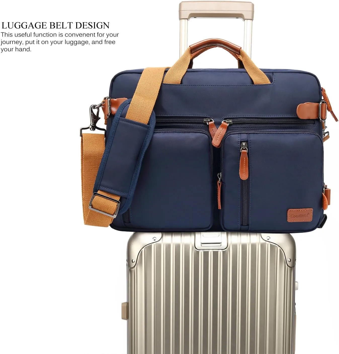 Convertible Backpack Messenger Shoulder Bag Laptop Case Handbag Business Briefcase Multi-Functional Travel Rucksack Fits 15.6 Inch Laptop for Men/Women (Blue)