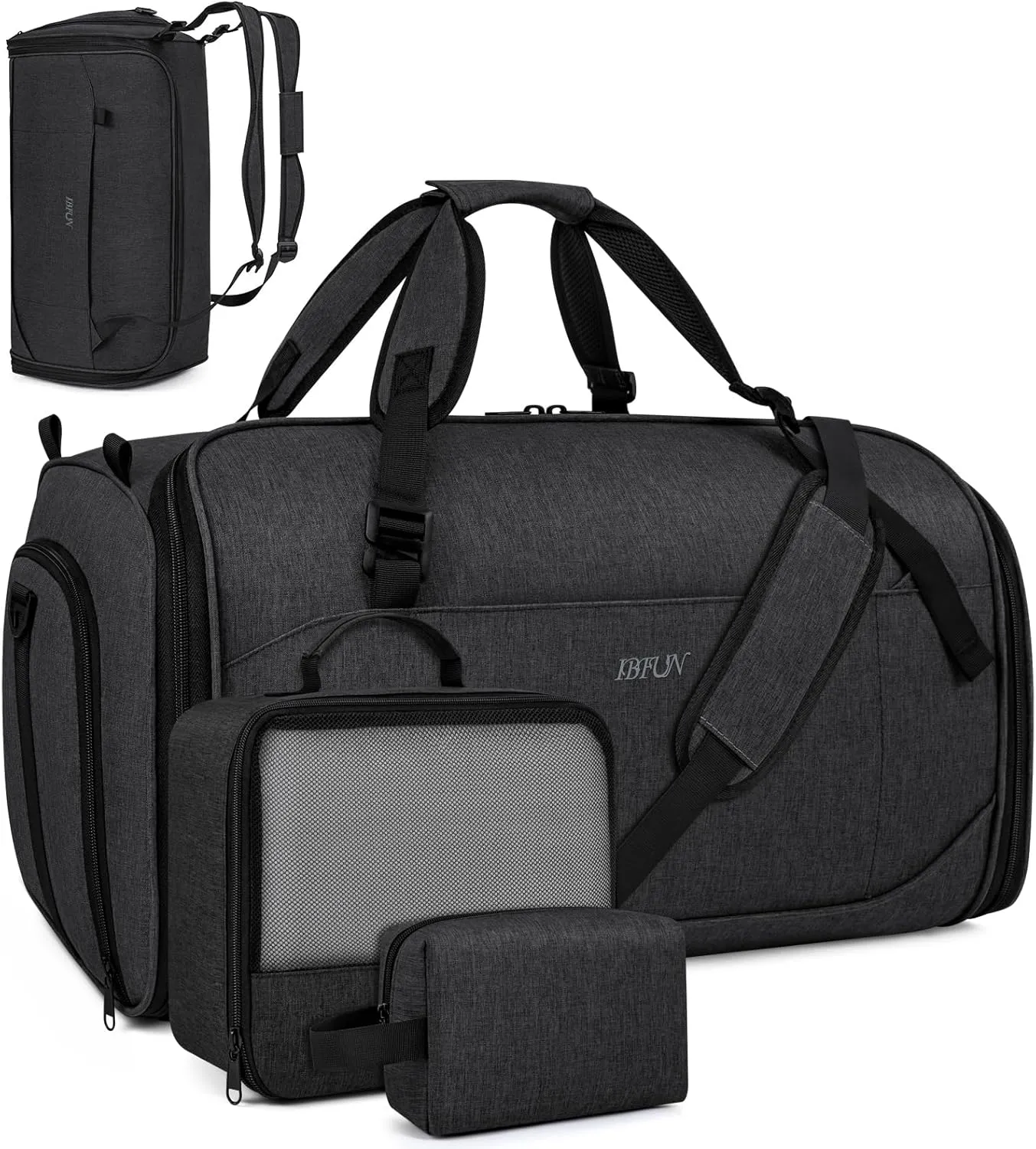 Convertible Garment Bags for Travel - Carry on Garment Duffle Bag with Backpack Straps for Men Women, 4 in 1 Large Travel Duffel Bags with Shoes Compartment