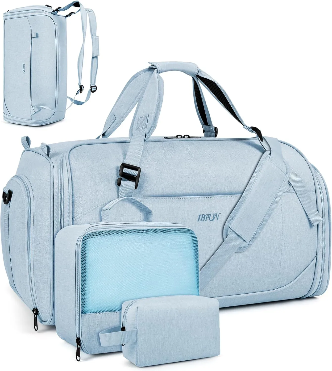 Convertible Garment Bags for Travel - Carry on Garment Duffle Bag with Backpack Straps for Men Women, 4 in 1 Large Travel Duffel Bags with Shoes Compartment