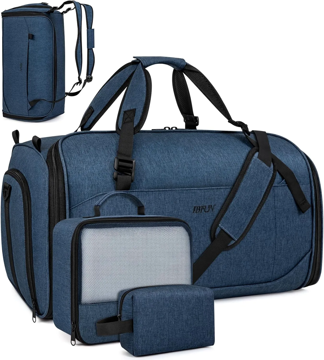 Convertible Garment Bags for Travel - Carry on Garment Duffle Bag with Backpack Straps for Men Women, 4 in 1 Large Travel Duffel Bags with Shoes Compartment