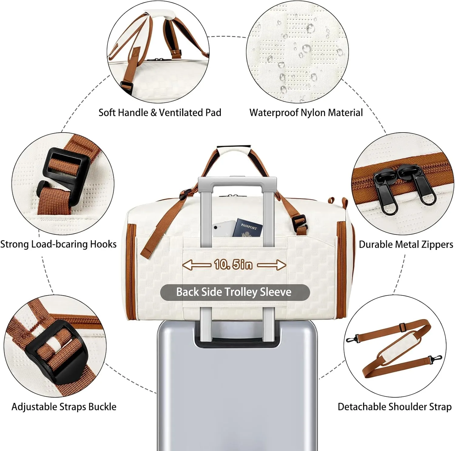 Convertible Garment Bags for Travel - Carry on Garment Duffle Bag with Backpack Straps for Men Women, 4 in 1 Large Travel Duffel Bags with Shoes Compartment
