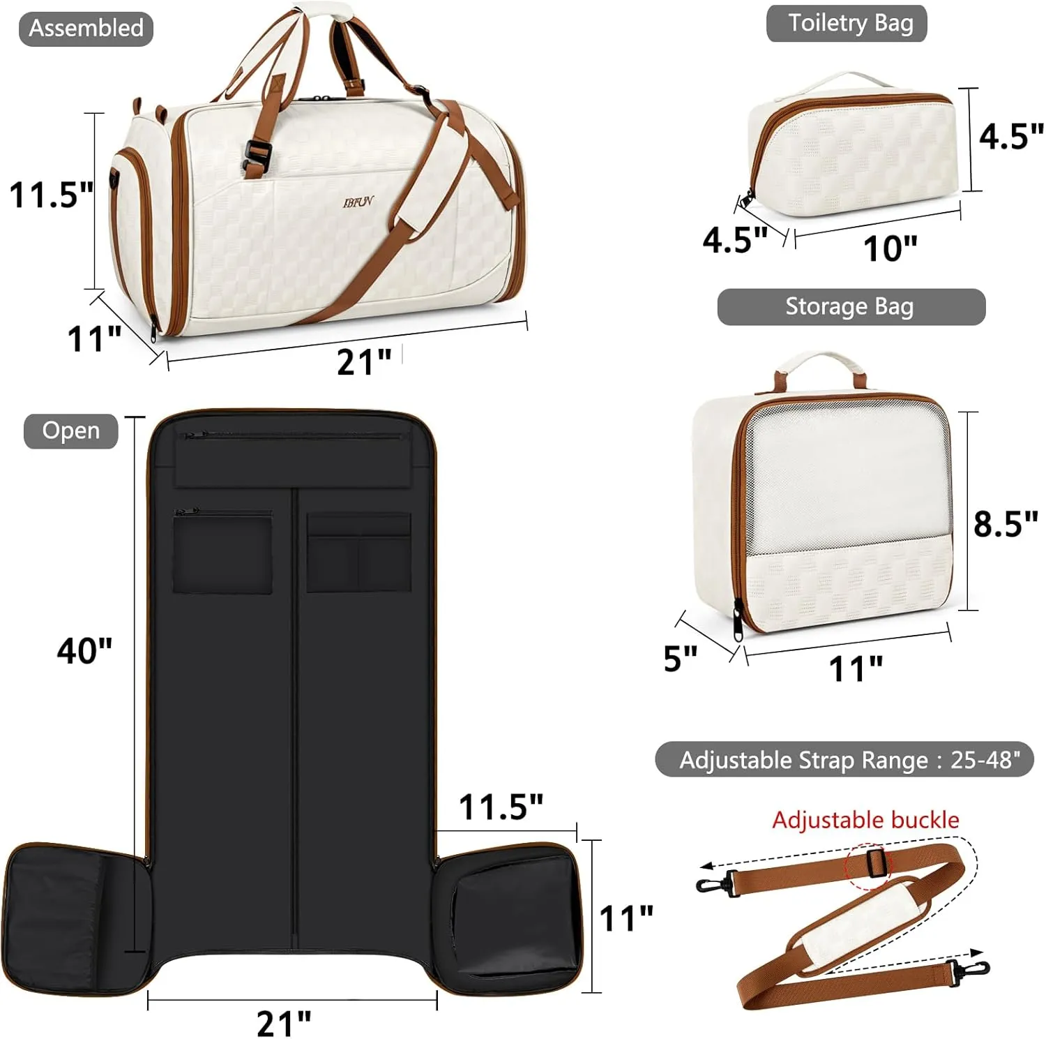 Convertible Garment Bags for Travel - Carry on Garment Duffle Bag with Backpack Straps for Men Women, 4 in 1 Large Travel Duffel Bags with Shoes Compartment