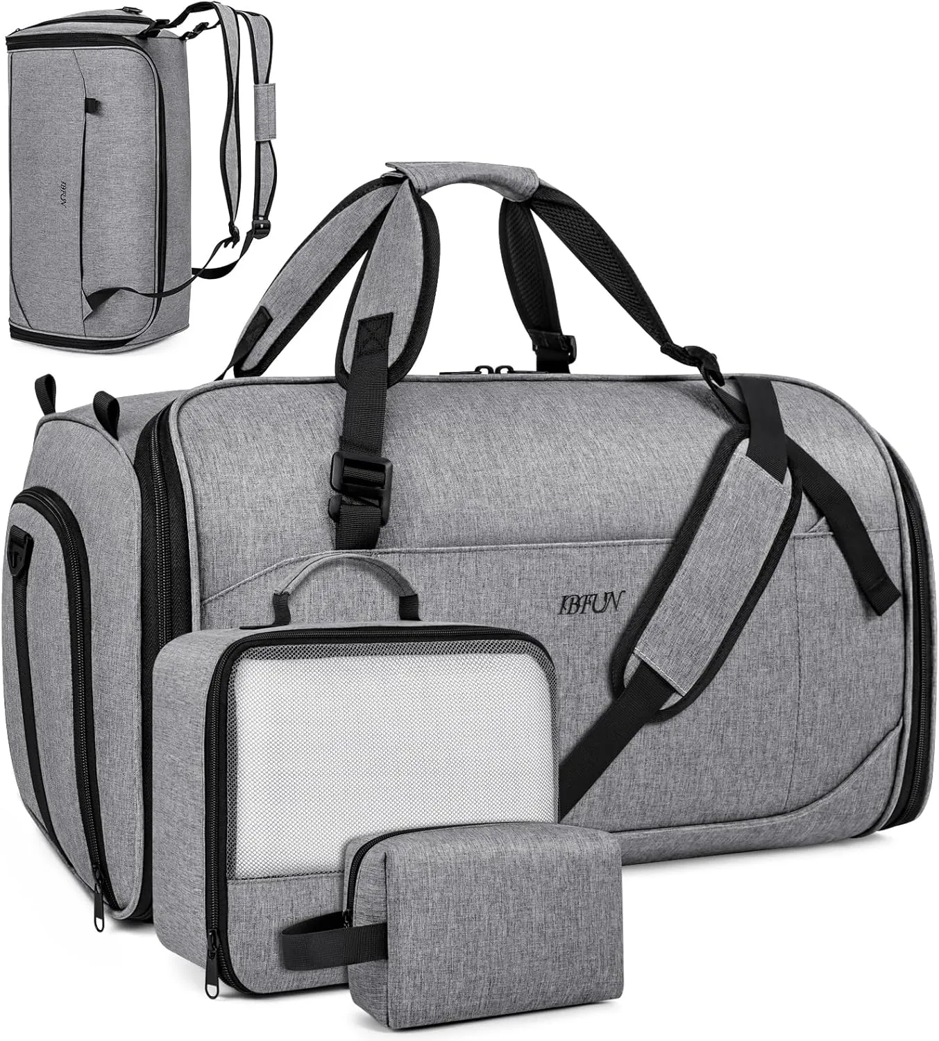 Convertible Garment Bags for Travel - Carry on Garment Duffle Bag with Backpack Straps for Men Women, 4 in 1 Large Travel Duffel Bags with Shoes Compartment