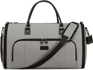 Convertible Garment Bags for Travel, Carry On Garment Duffle Bags for Women, Garment Bag with Shoes Compartment, 2 in 1 Travel Suit Bag with Detachable Shoulder Strap-Grey