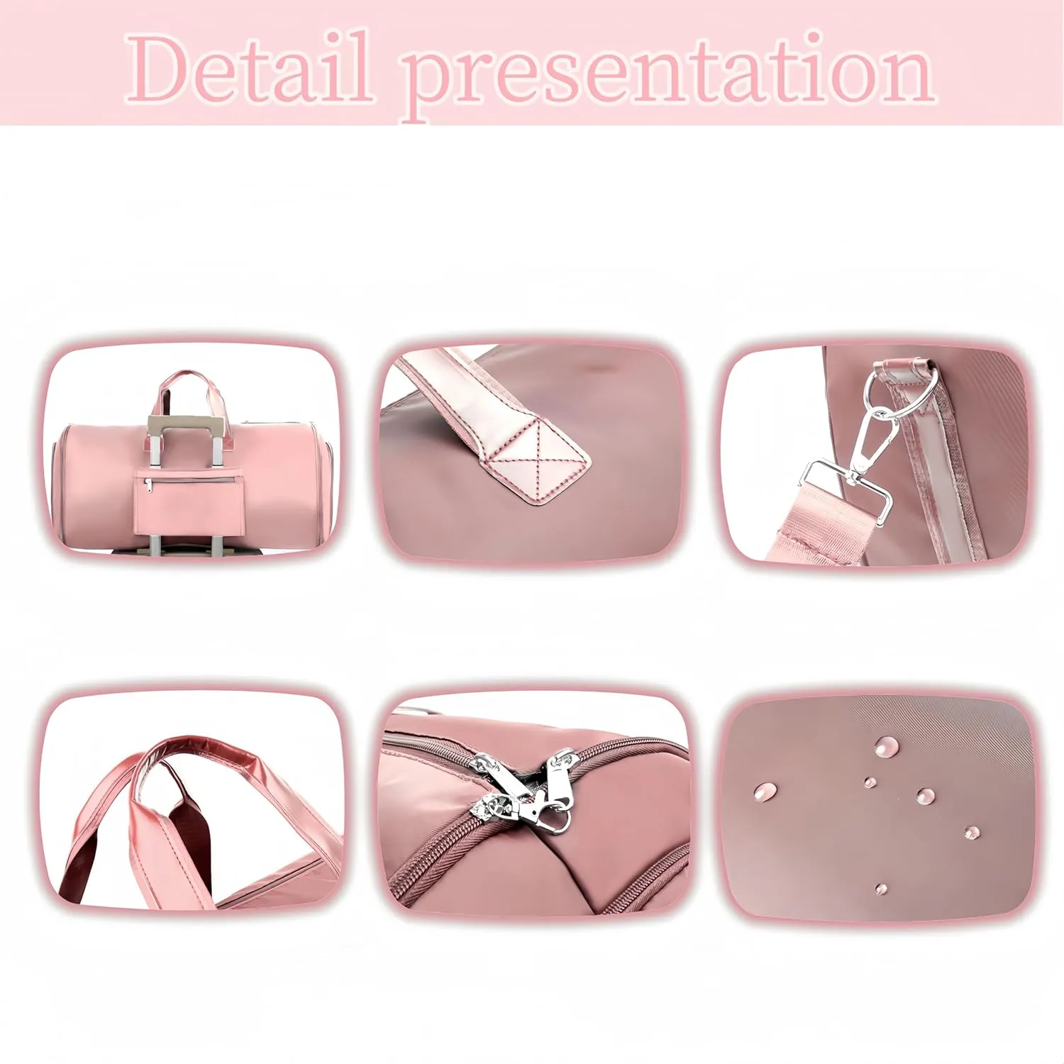 Convertible Garment Duffel Bag, 57L Garment Travel Bag for Women, Garment Duffle Bags for Travel, Suit Carry on Garment Bag for Travel (Pink)