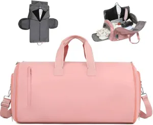 Convertible Garment Duffel Bag, 57L Garment Travel Bag for Women, Garment Duffle Bags for Travel, Suit Carry on Garment Bag for Travel (Pink)