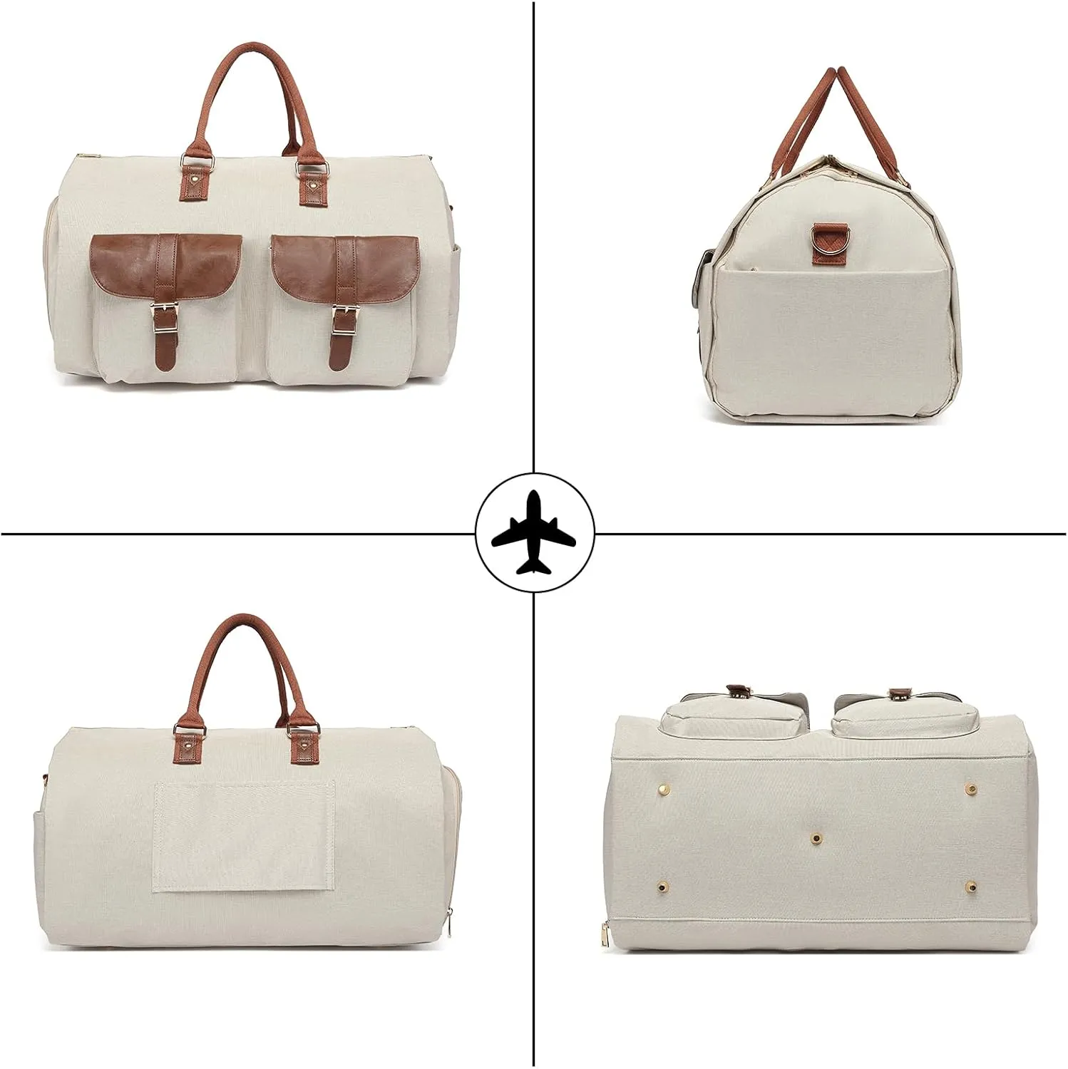Convertible Garment Travel Bag,Overnight Bag Women Duffle Bag with Shoe Pouch 2 in 1 Hanging Cloting Suit Luggage