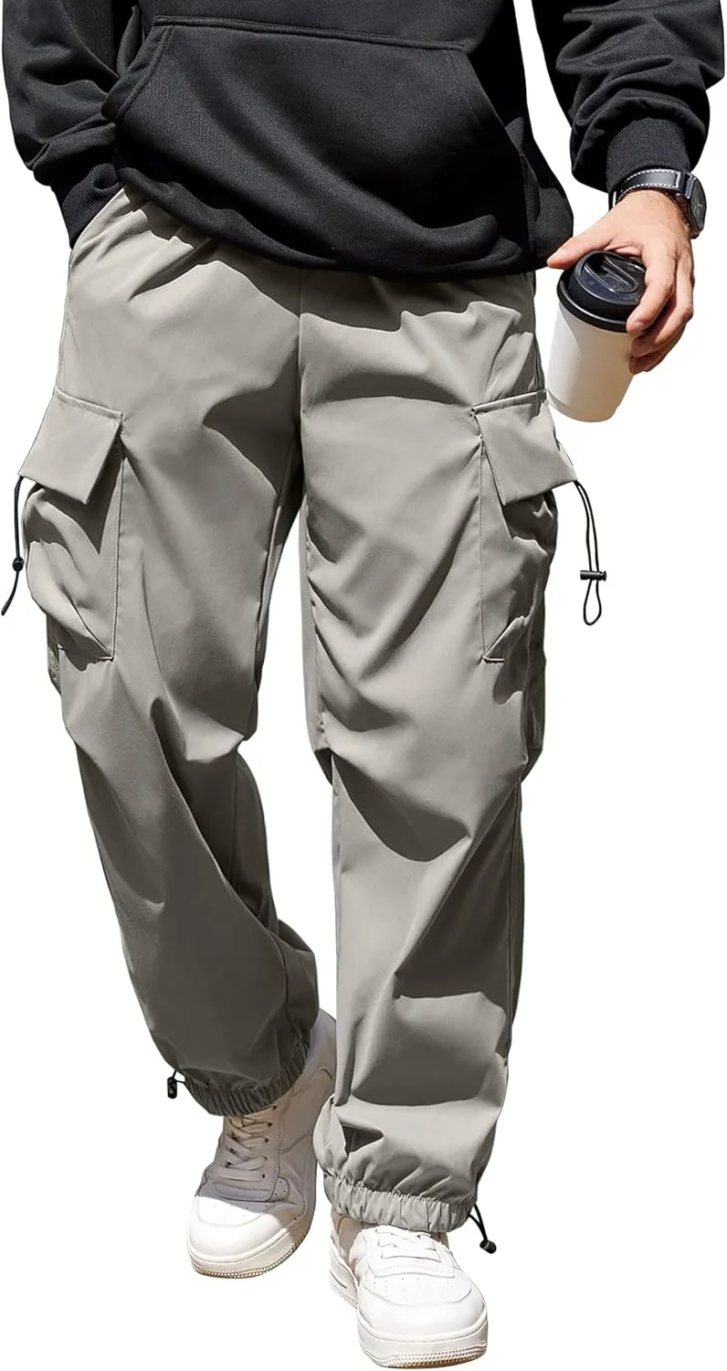 COOFANDY Men's Baggy Cargo Pants Trendy Casual Parachute Pant Loose Fit Harem Joggers with Pockets