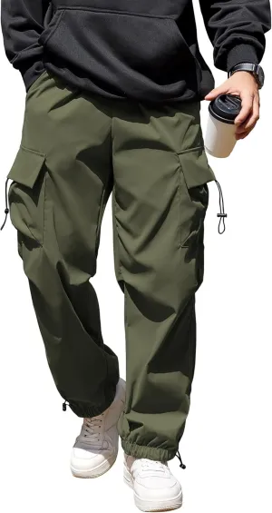 COOFANDY Men's Baggy Cargo Pants Trendy Casual Parachute Pant Loose Fit Harem Joggers with Pockets