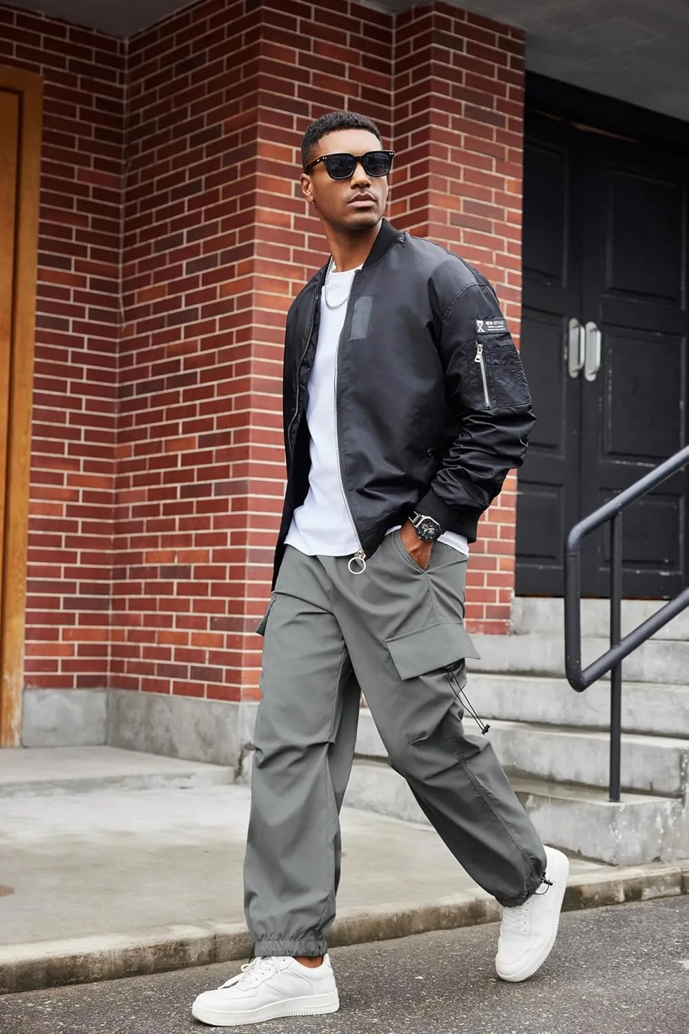 COOFANDY Men's Baggy Cargo Pants Trendy Casual Parachute Pant Loose Fit Harem Joggers with Pockets