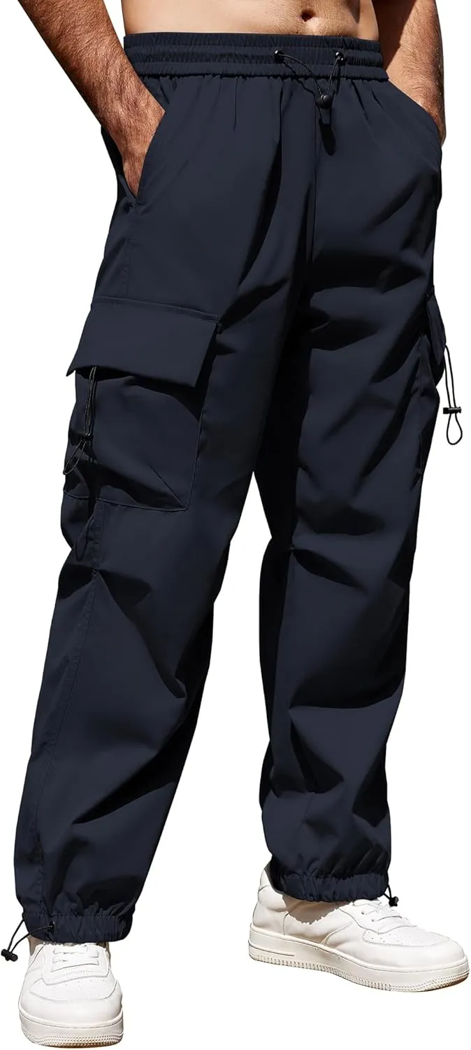 COOFANDY Men's Baggy Cargo Pants Trendy Casual Parachute Pant Loose Fit Harem Joggers with Pockets