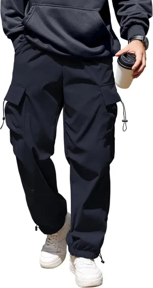 COOFANDY Men's Baggy Cargo Pants Trendy Casual Parachute Pant Loose Fit Harem Joggers with Pockets