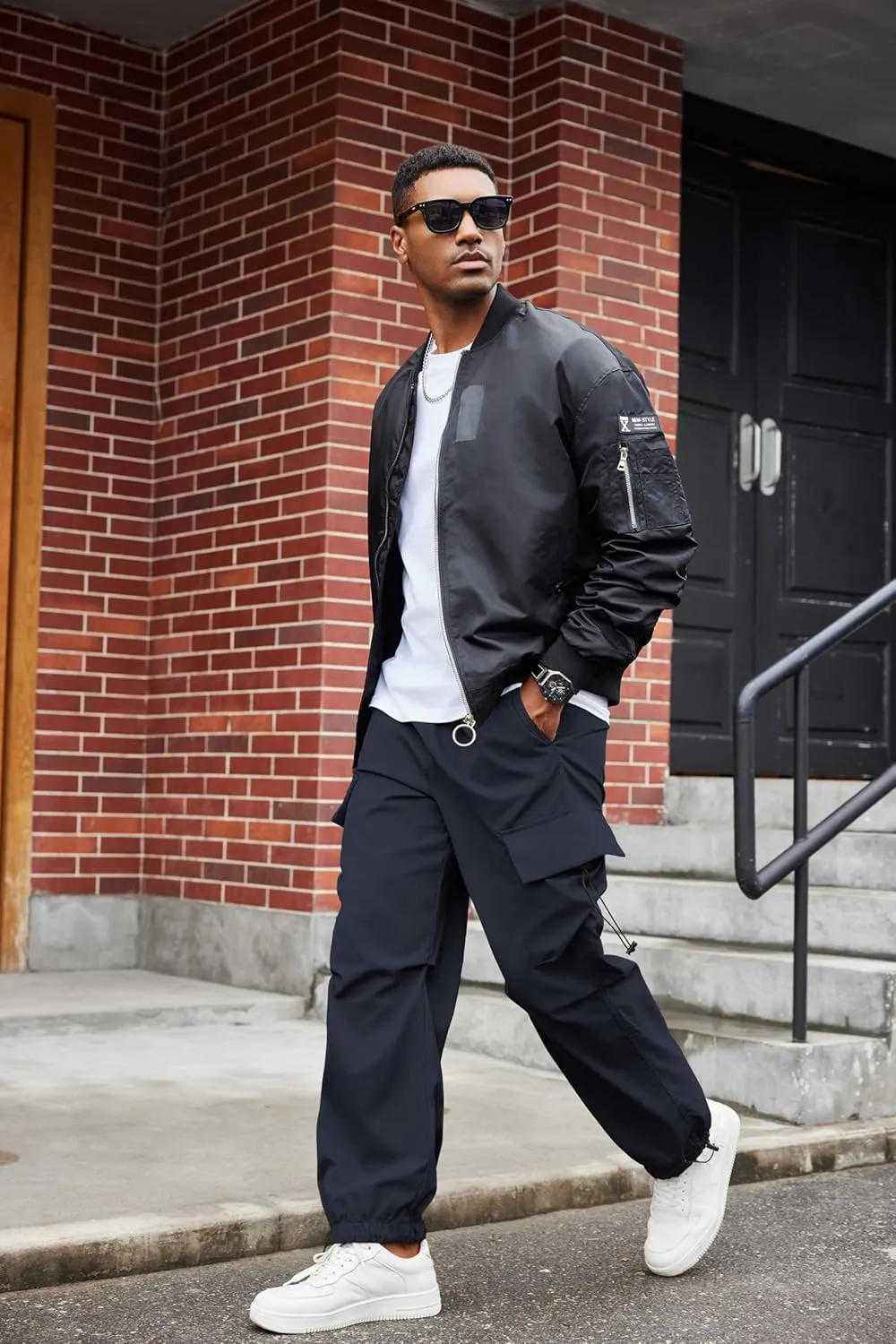 COOFANDY Men's Baggy Cargo Pants Trendy Casual Parachute Pant Loose Fit Harem Joggers with Pockets