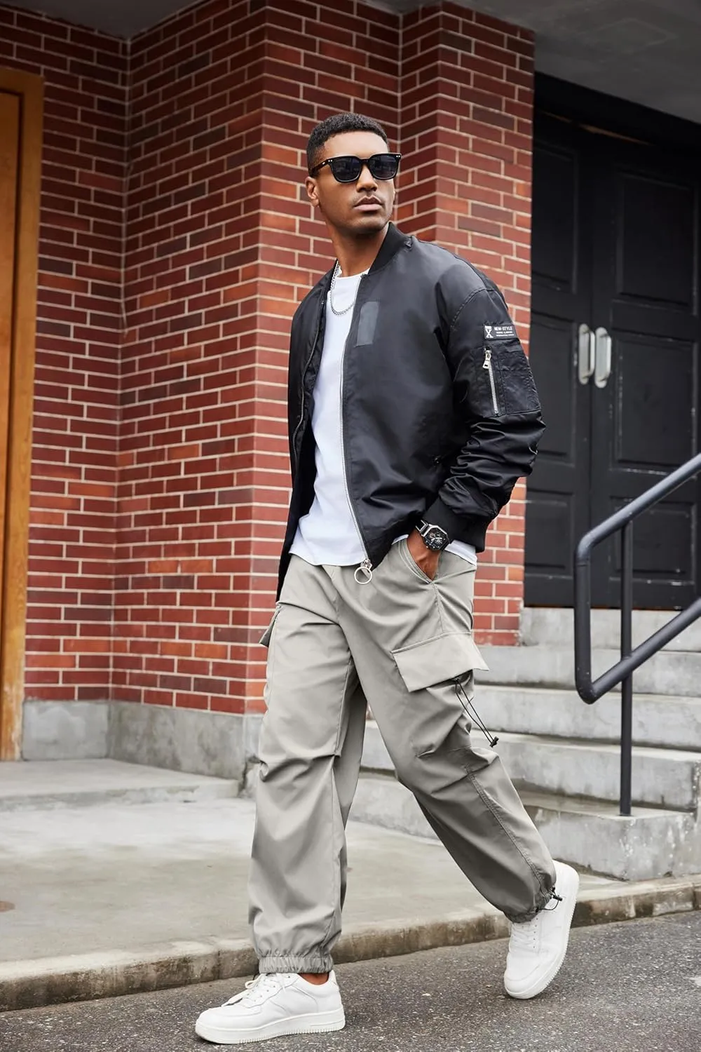 COOFANDY Men's Baggy Cargo Pants Trendy Casual Parachute Pant Loose Fit Harem Joggers with Pockets
