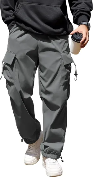 COOFANDY Men's Baggy Cargo Pants Trendy Casual Parachute Pant Loose Fit Harem Joggers with Pockets