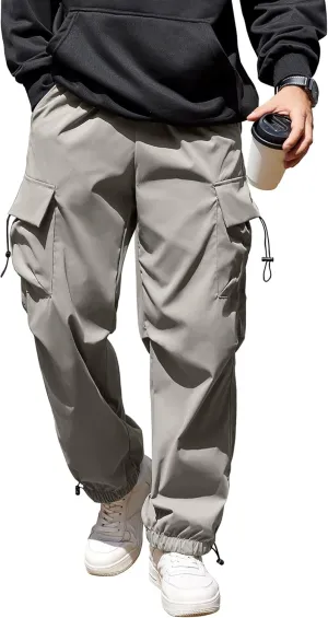 COOFANDY Men's Baggy Cargo Pants Trendy Casual Parachute Pant Loose Fit Harem Joggers with Pockets
