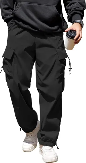 COOFANDY Men's Baggy Cargo Pants Trendy Casual Parachute Pant Loose Fit Harem Joggers with Pockets