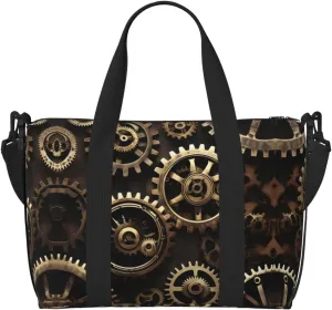 Cool Steampunk Gears print Travel Duffel Bag,workout duffel bag, overnight shoulder Bag,Weekender Bag for Women Men