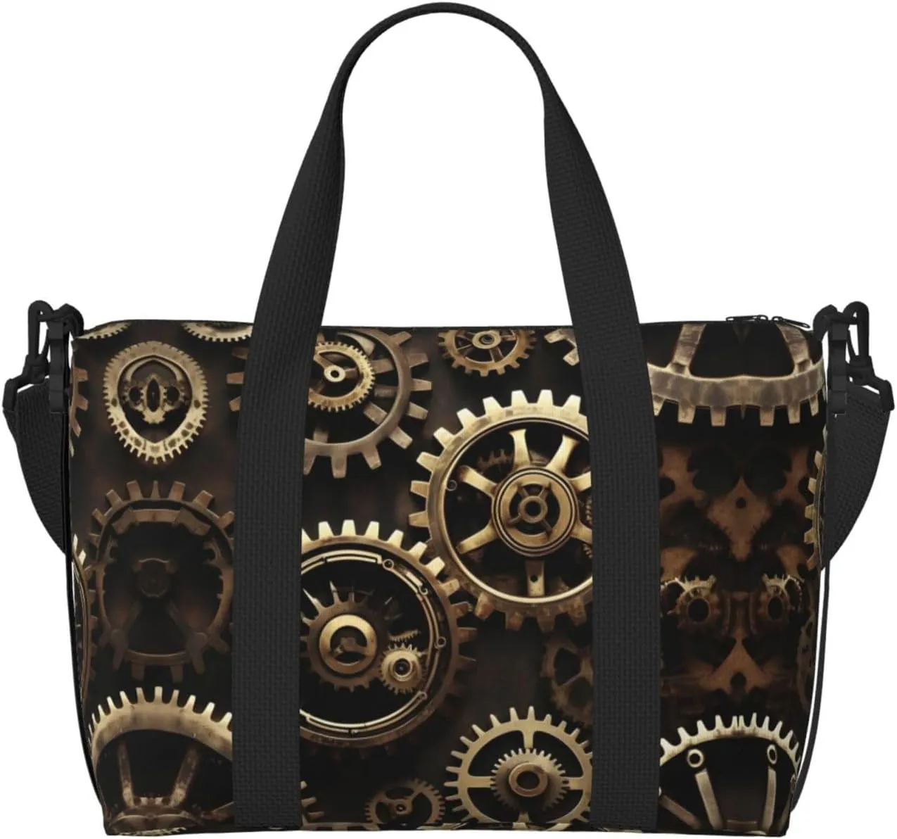 Cool Steampunk Gears print Travel Duffel Bag,workout duffel bag, overnight shoulder Bag,Weekender Bag for Women Men
