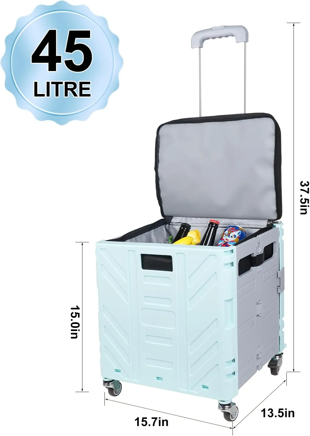 Cooler Bag Wheeled，Large Insulated Rolling Cooler Collapsible Leakproof Portable Hard Framed Ice Packs for Camping Picnic Beach Travel