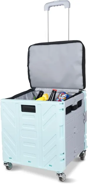 Cooler Bag Wheeled，Large Insulated Rolling Cooler Collapsible Leakproof Portable Hard Framed Ice Packs for Camping Picnic Beach Travel