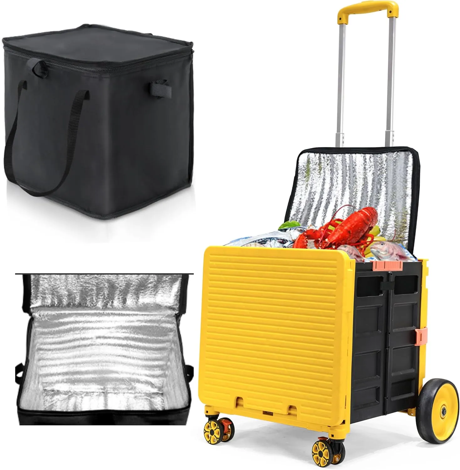 Cooler Bag Wheeled，Large Insulated Rolling Cooler Collapsible Leakproof Portable Hard Framed Ice Packs for Camping Picnic Beach Travel