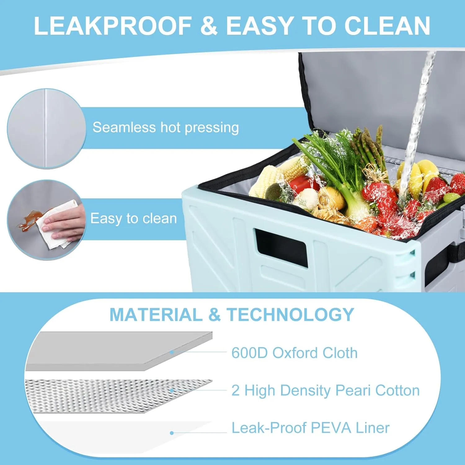 Cooler Bag Wheeled，Large Insulated Rolling Cooler Collapsible Leakproof Portable Hard Framed Ice Packs for Camping Picnic Beach Travel