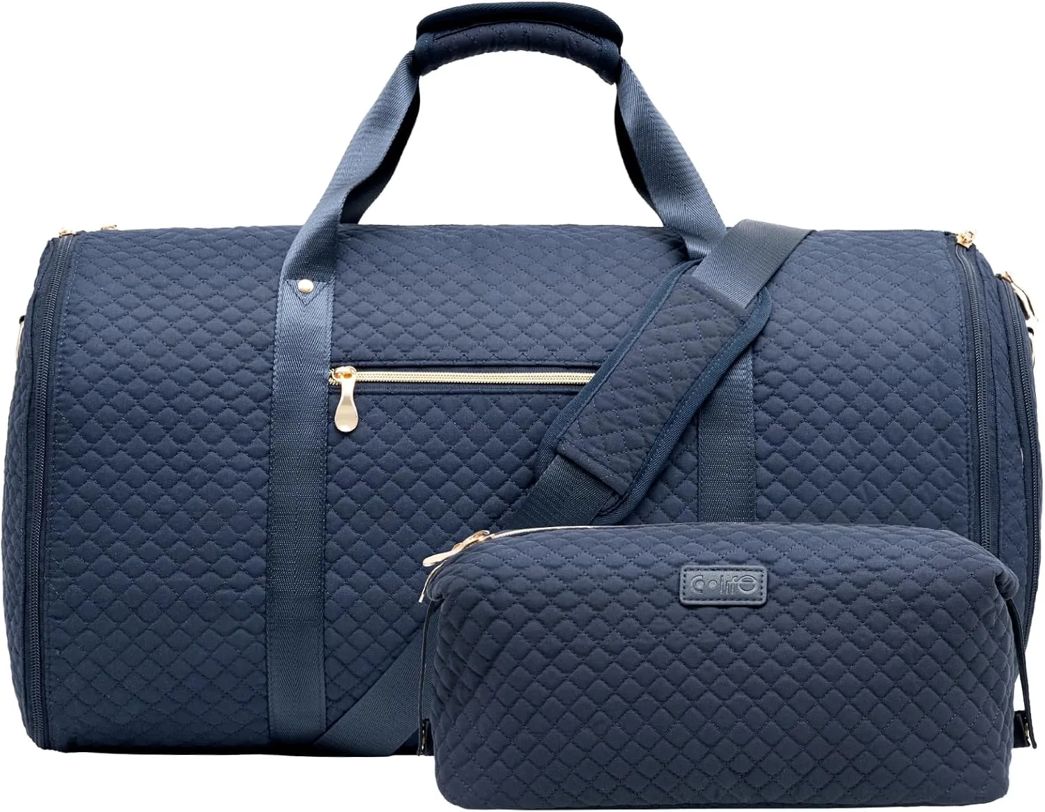 Coolife Garment Bag Carry On Convertible Travel Duffel Bag with Shoe Pouch Weekender Bag for Women Men 2 in 1 Hanging Suit Bag with Shoulder Strap Business Travel Bag (Navy, Standard)
