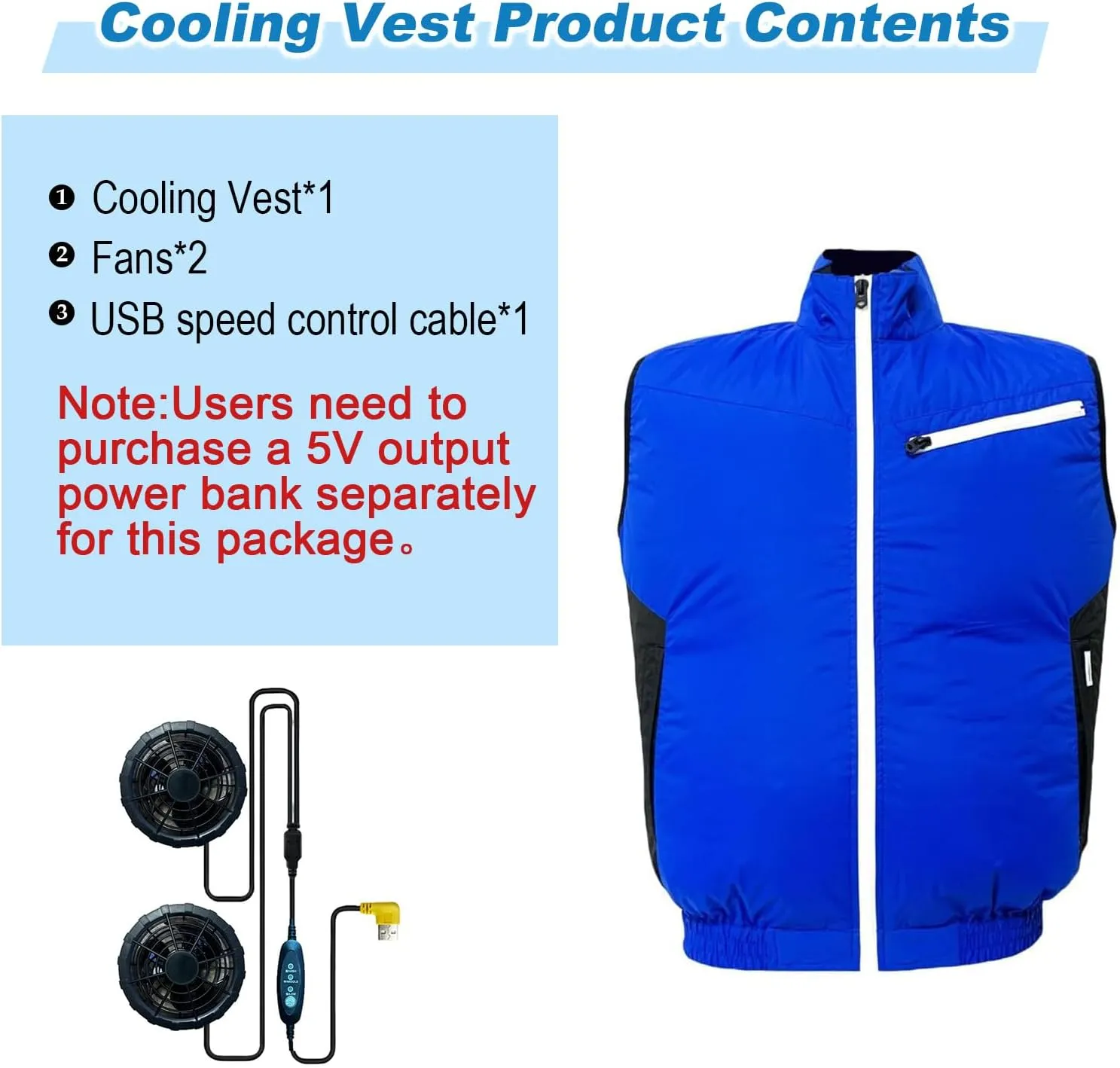 Cooling Vest for Men and Women with Air Conditioning Fans，Water-resistant Surface Lightweight Quick Dry with UV Protection