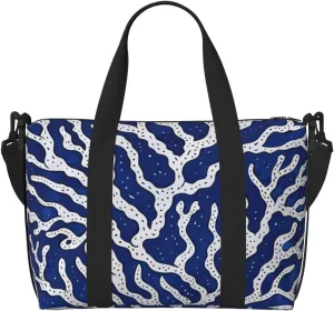 coral blue art print Travel Duffel Bag, Sports Tote Gym Bag, Swim Pool Bag Large Shoulder Tote Bag for Beach Weekender, 202-406-121