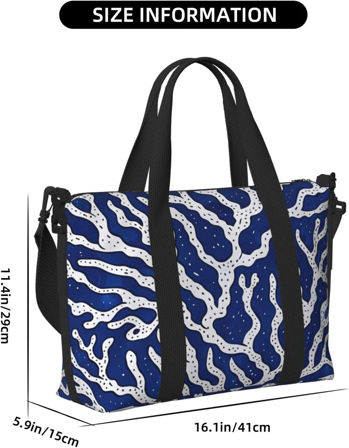 coral blue art print Travel Duffel Bag, Sports Tote Gym Bag, Swim Pool Bag Large Shoulder Tote Bag for Beach Weekender, 202-406-121
