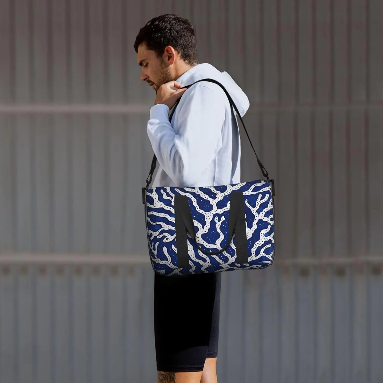 coral blue art print Travel Duffel Bag, Sports Tote Gym Bag, Swim Pool Bag Large Shoulder Tote Bag for Beach Weekender, 202-406-121