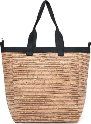 Cork Tote Bag with Zipper, 15 Inch Large Capacity Tote Bag for Women Work And Travel,Laptop Bag With Pocket