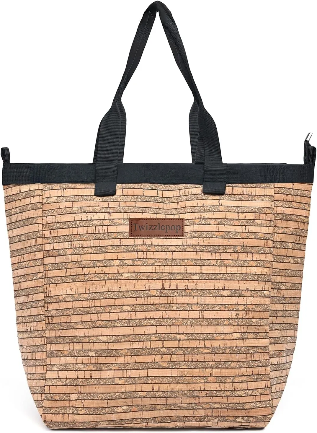 Cork Tote Bag with Zipper, 15 Inch Large Capacity Tote Bag for Women Work And Travel,Laptop Bag With Pocket