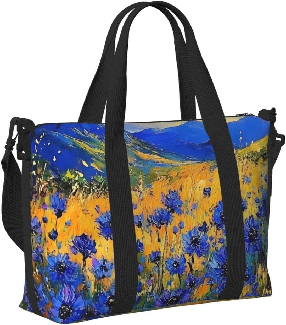 cornflowers print Travel Duffel Bag, Sports Tote Gym Bag, Swim Pool Bag Large Shoulder Tote Bag for Beach Weekender