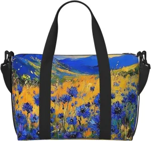 cornflowers print Travel Duffel Bag, Sports Tote Gym Bag, Swim Pool Bag Large Shoulder Tote Bag for Beach Weekender