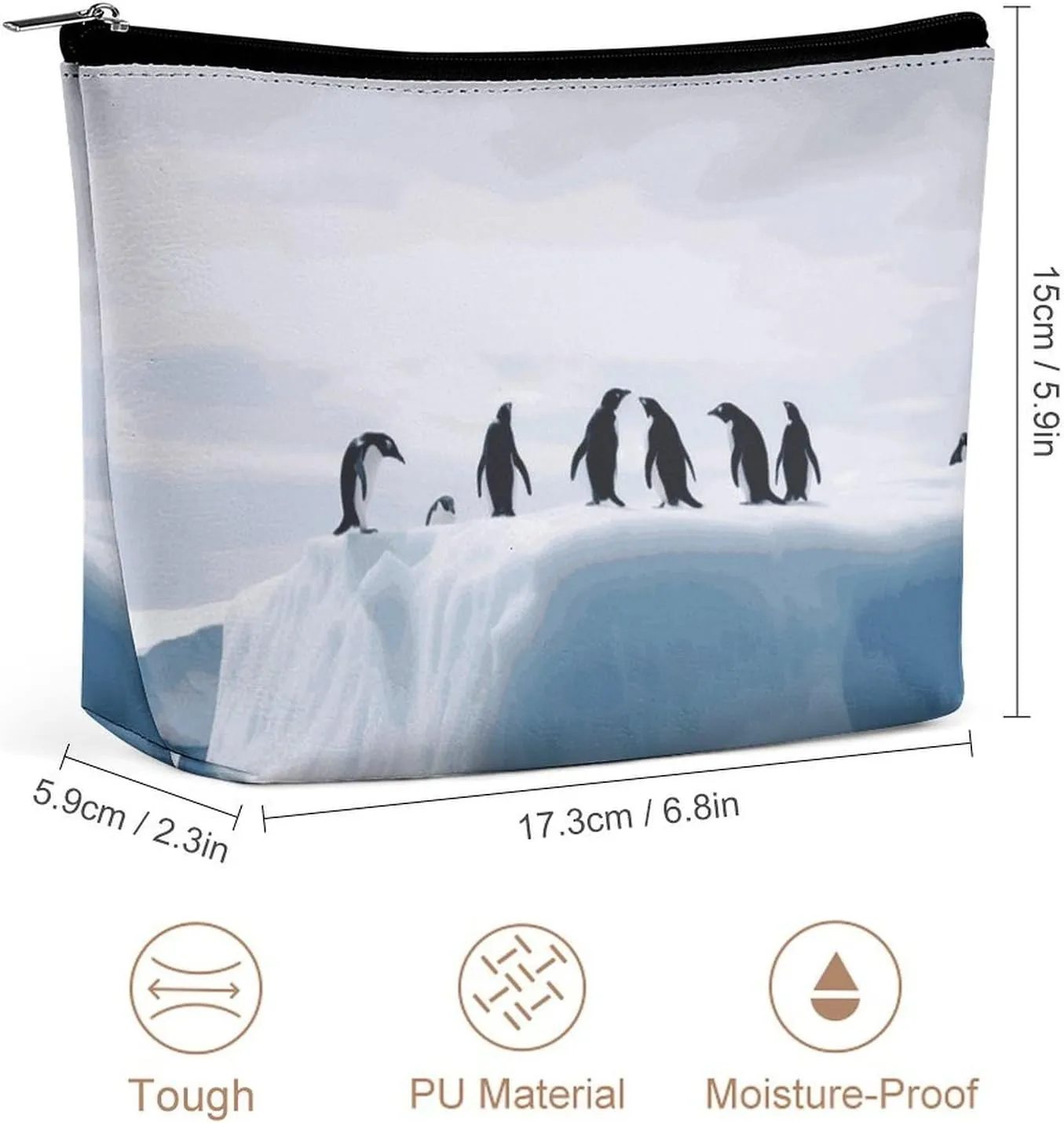 Cosmetic Bag Makeup Bags for Women Portable Makeup Bag Animals on The Iceberg Makeup Case Travel Toiletry Bag for Travel Accessories