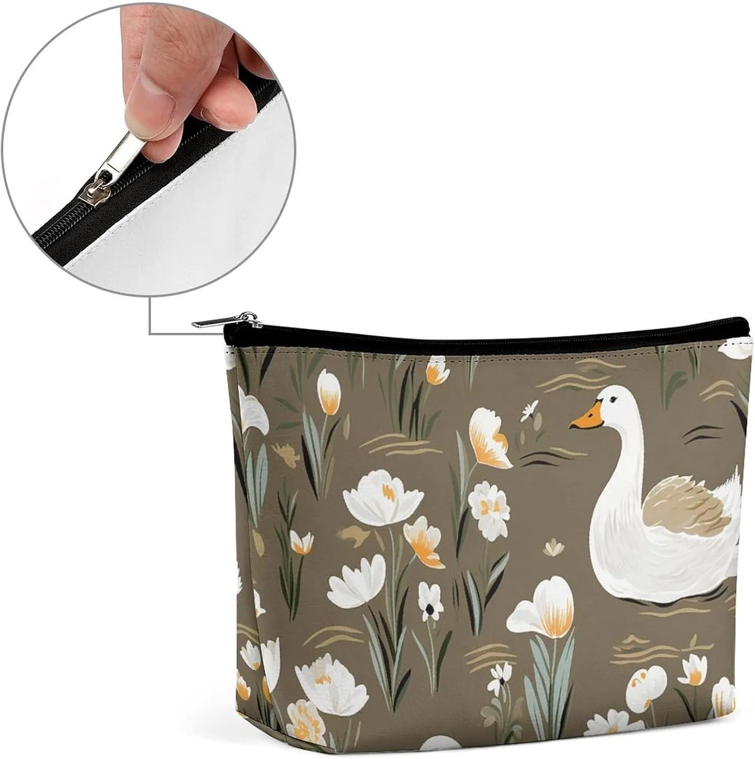 Cosmetic Bag Makeup Bags for Women Portable Makeup Bag Goose And Flowers Makeup Case Travel Toiletry Bag for Travel Accessories