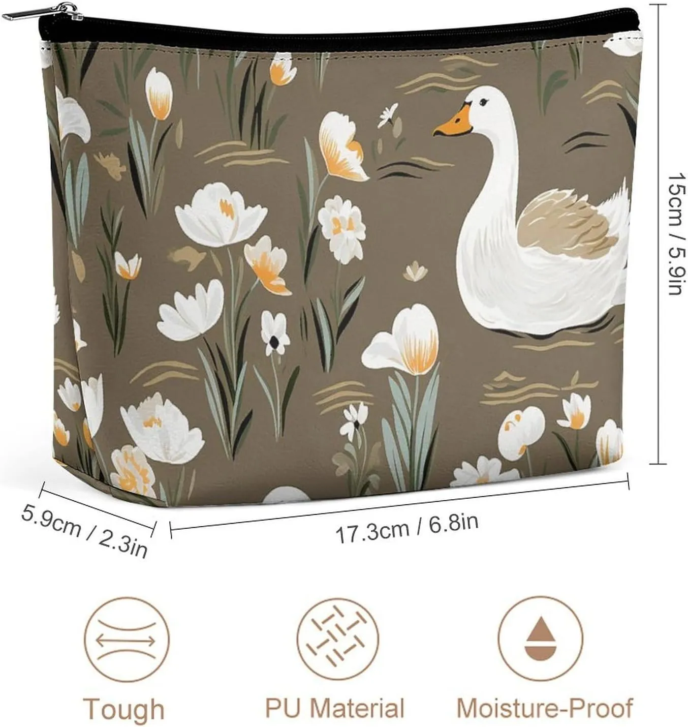 Cosmetic Bag Makeup Bags for Women Portable Makeup Bag Goose And Flowers Makeup Case Travel Toiletry Bag for Travel Accessories