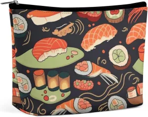 Cosmetic Bag Makeup Bags for Women Portable Makeup Bag Japanese Sushi Shrimp Makeup Case Travel Toiletry Bag for Travel Accessories