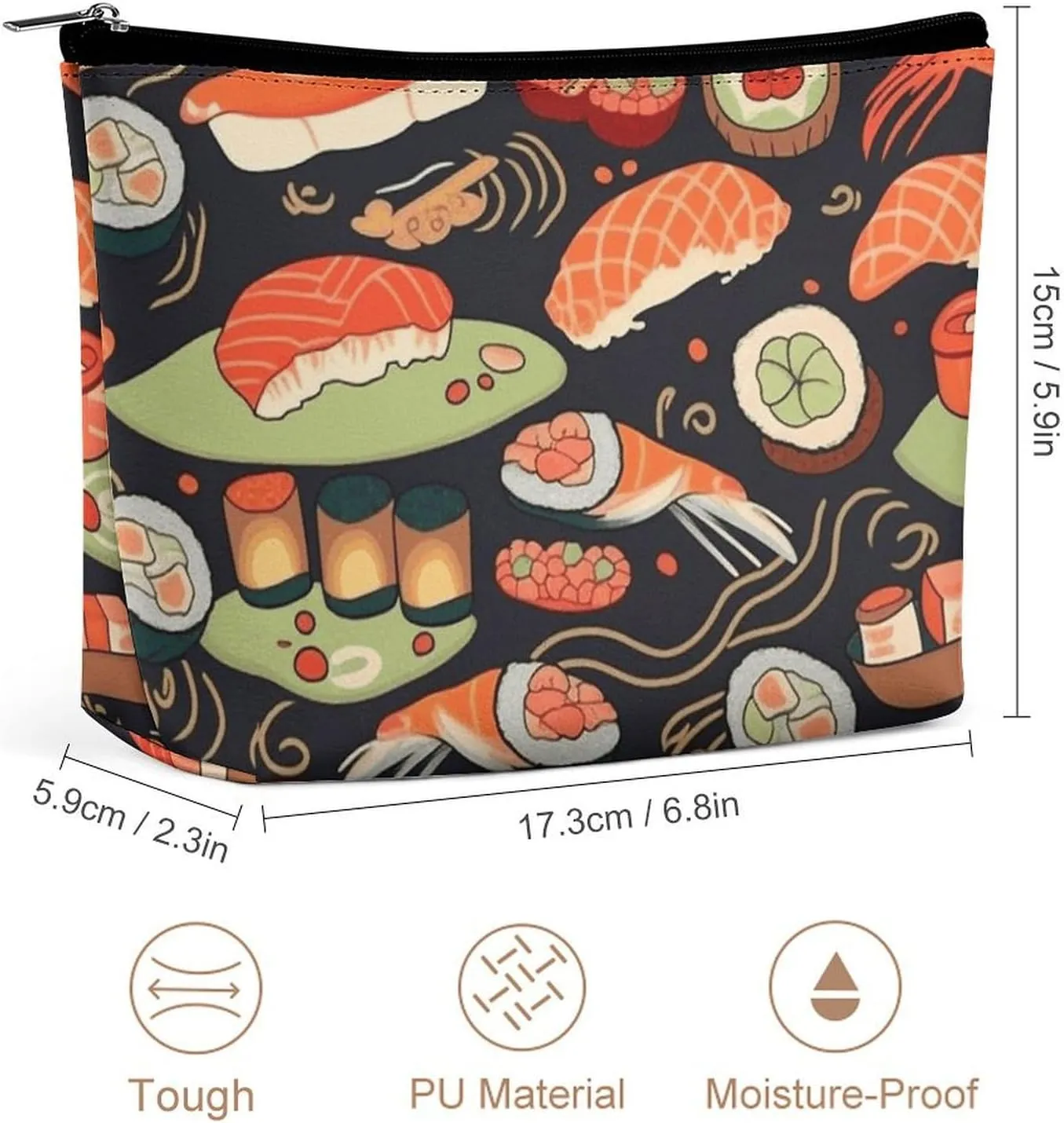 Cosmetic Bag Makeup Bags for Women Portable Makeup Bag Japanese Sushi Shrimp Makeup Case Travel Toiletry Bag for Travel Accessories