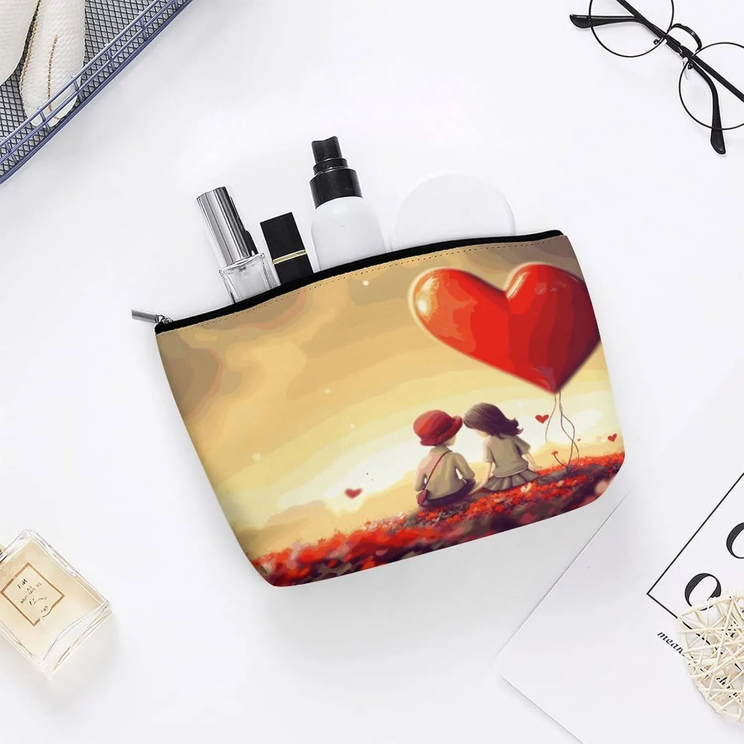 Cosmetic Bag Makeup Bags for Women Portable Makeup Bag Love Couple Makeup Case Travel Toiletry Bag for Travel Accessories